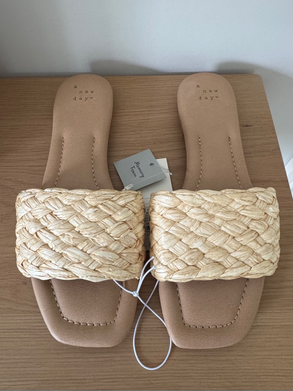 a new day Braided Straw Slide Sandals in Natural
